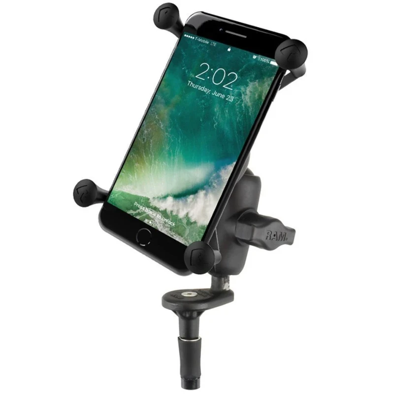 X-Grip Motorrad-Halterung für Smartphones bis 114,3 mm Breite -  (1 Zoll), Lenkerkopf-Adapter, kurzer Verbindungsarm