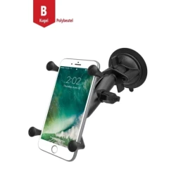 X-Grip Saugfuss-Halterung für Smartphones bis 114,3 mm Breite -  (1 Zoll), mittlerer Verbindungsarm