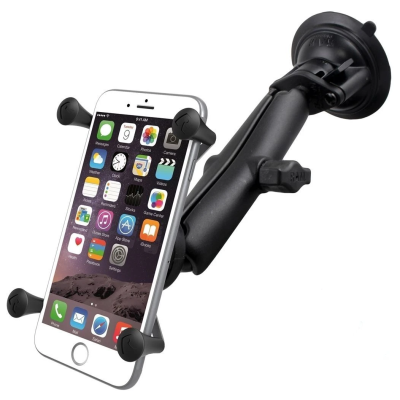 X-Grip Saugfuss-Halterung für Smartphones bis 114,3 mm Breite -  (1 Zoll), langer Verbindungsarm