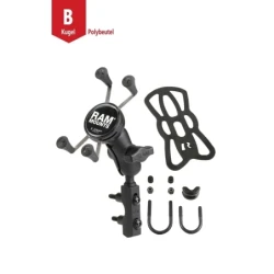 X-Grip Motorrad-Halterung für Smartphones bis 82,6 mm Breite -  (1 Zoll), Basisbefestigung (Lenker/Bremse/Kupplung)