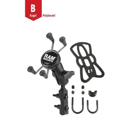 X-Grip Motorrad-Halterung für Smartphones bis 82,6 mm Breite -  (1 Zoll), Basisbefestigung (Lenker/Bremse/Kupplung)