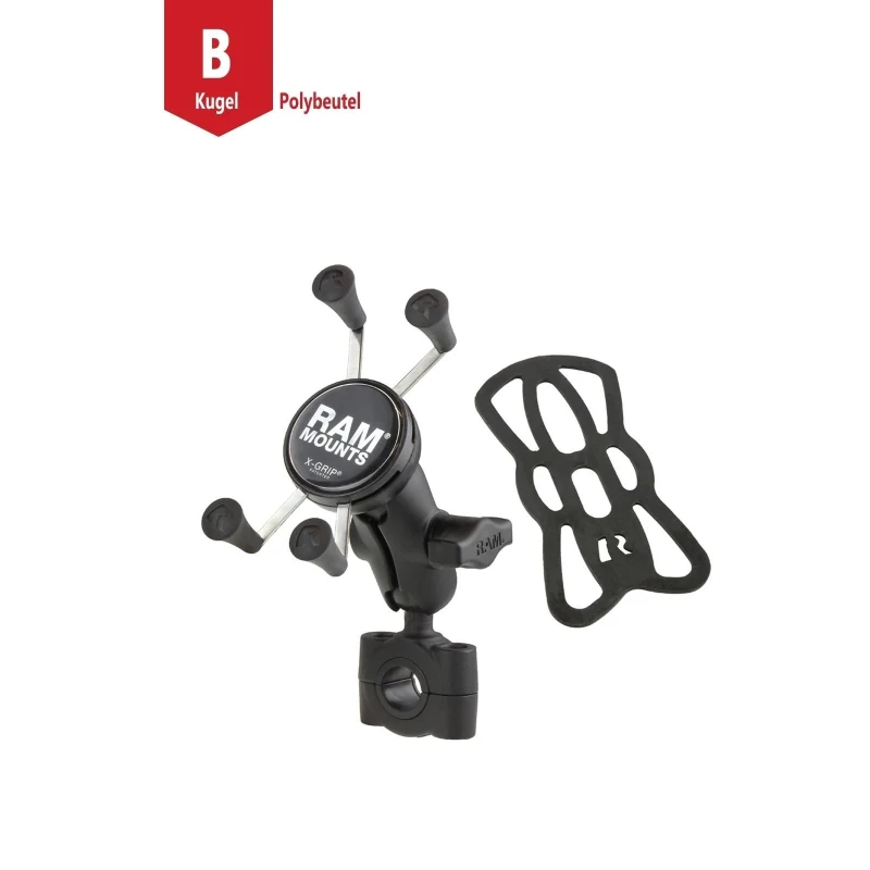 X-Grip Motorrad-Halterung für Smartphones bis 82,6 mm Breite -  (1 Zoll), Torque-Schraubklemme (Durchmesser 19,0-25,0 mm)