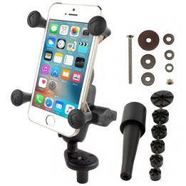 X-Grip motorbike mount for smartphones up to 82.6 mm wide - (1 inch), handlebar head adapter, short connecting arm