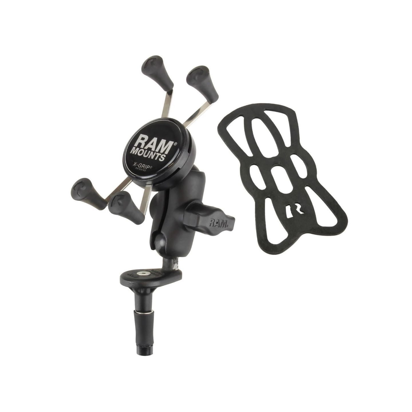 X-Grip motorbike mount for smartphones up to 82.6 mm wide - (1 inch), handlebar head adapter, short connecting arm
