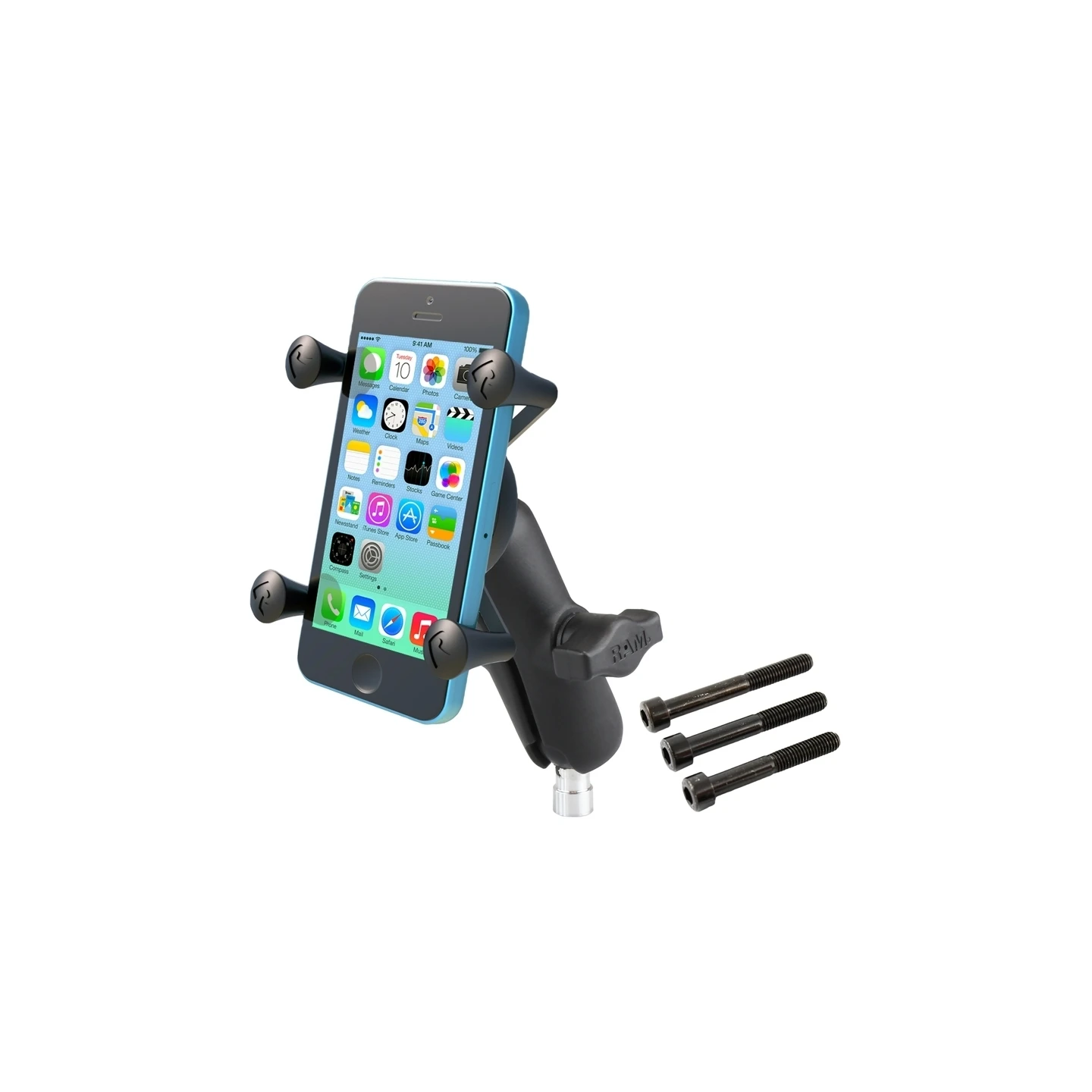 X-Grip motorbike mount for smartphones up to 82.6 mm wide - (1 inch), ball for handlebar head with M8 screws