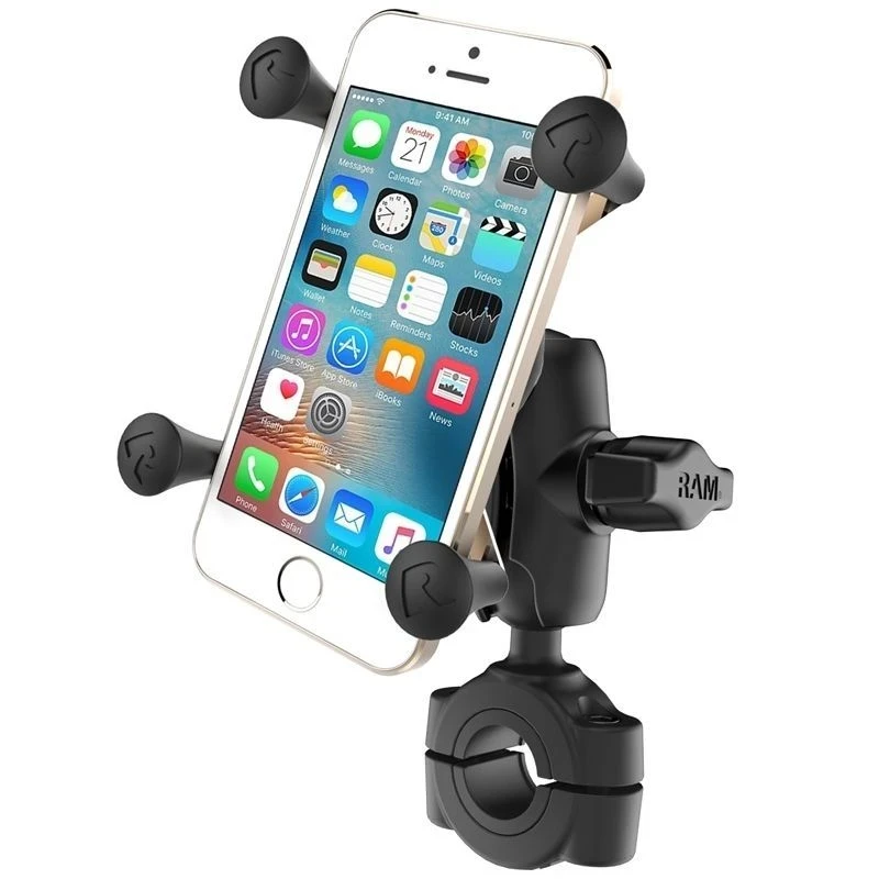X-Grip Motorrad-Halterung für Smartphones bis 82,6 mm Breite -  (1 Zoll), Torque-Schraubklemme (Durchmesser 28,6-38,1 mm)