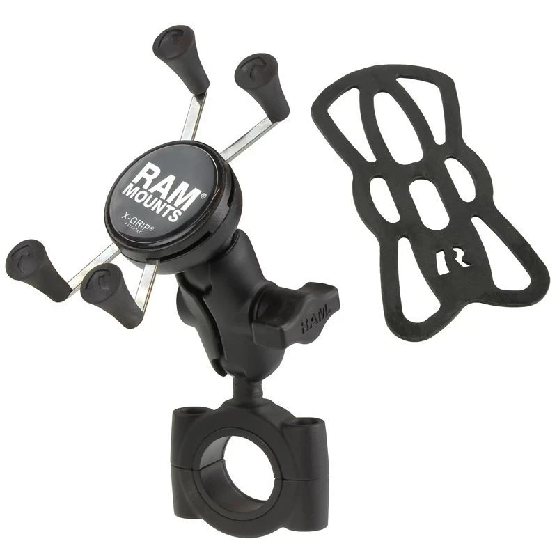 X-Grip Motorrad-Halterung für Smartphones bis 82,6 mm Breite -  (1 Zoll), Torque-Schraubklemme (Durchmesser 28,6-38,1 mm)