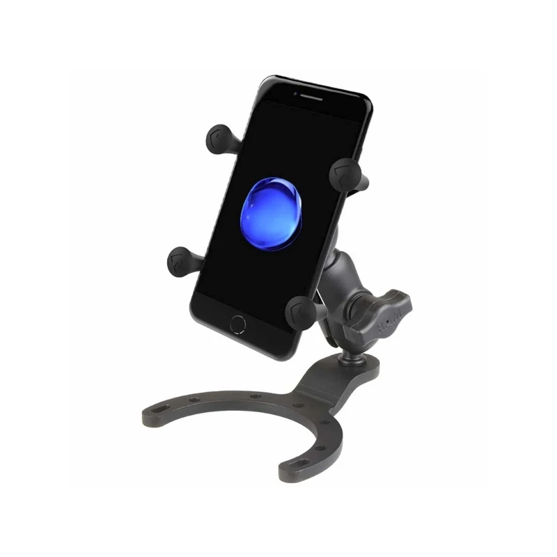 X-Grip Motorrad-Halterung für Smartphones bis 82,6 mm Breite -  (1 Zoll), Tank-Basis (BMW, Kawasaki), kurzer Verbindungsarm