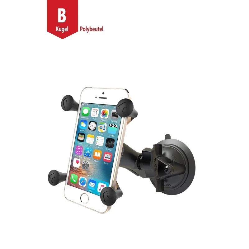 X-Grip suction cup mount for smartphones up to 82.6 mm wide - (1 inch), centre connection arm