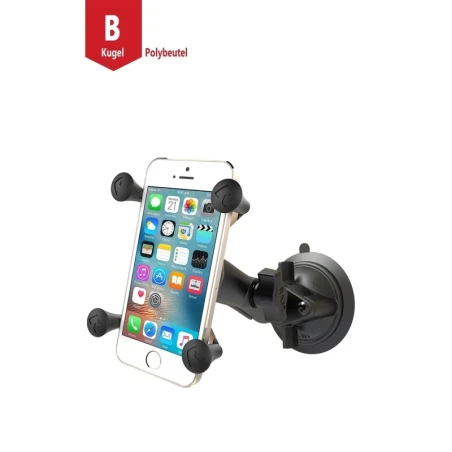 X-Grip suction cup mount for smartphones up to 82.6 mm wide - (1 inch), centre connection arm