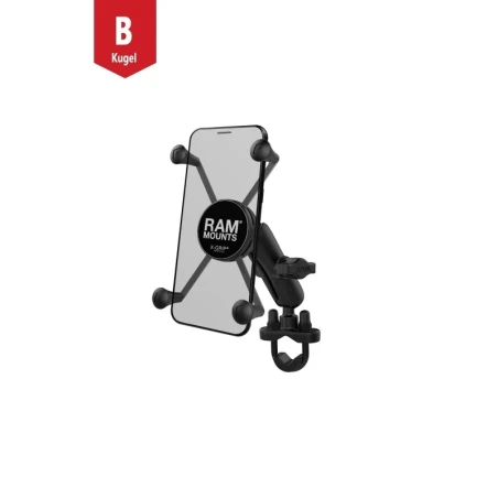 X-Grip Lenker-Halterung für Smartphones bis 114,3 mm Breite -  (1 Zoll), Schelle (RAM-B-231Z), mittlerer Verbindungsarm