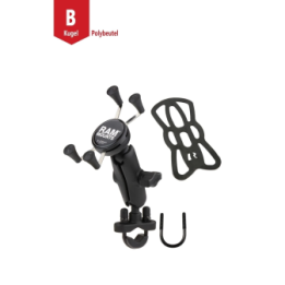 X-Grip handlebar mount for smartphones up to 82.6 mm wide - (1 inch), screw clamp, centre connection arm