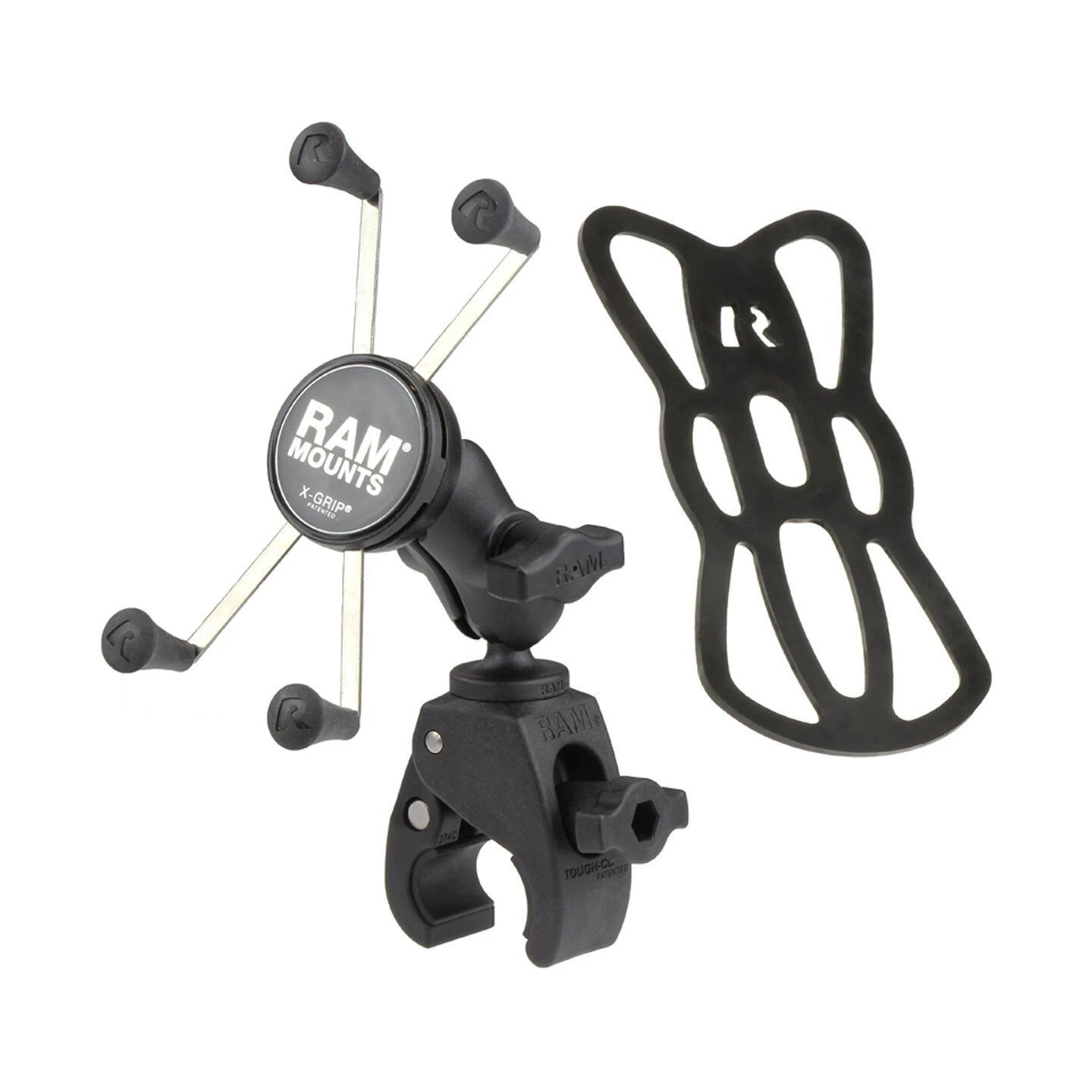X-Grip clamp mount for smartphones up to 114.3 mm wide - (1 inch), Tough-Claw small (diameter 15.9-29.0 mm)