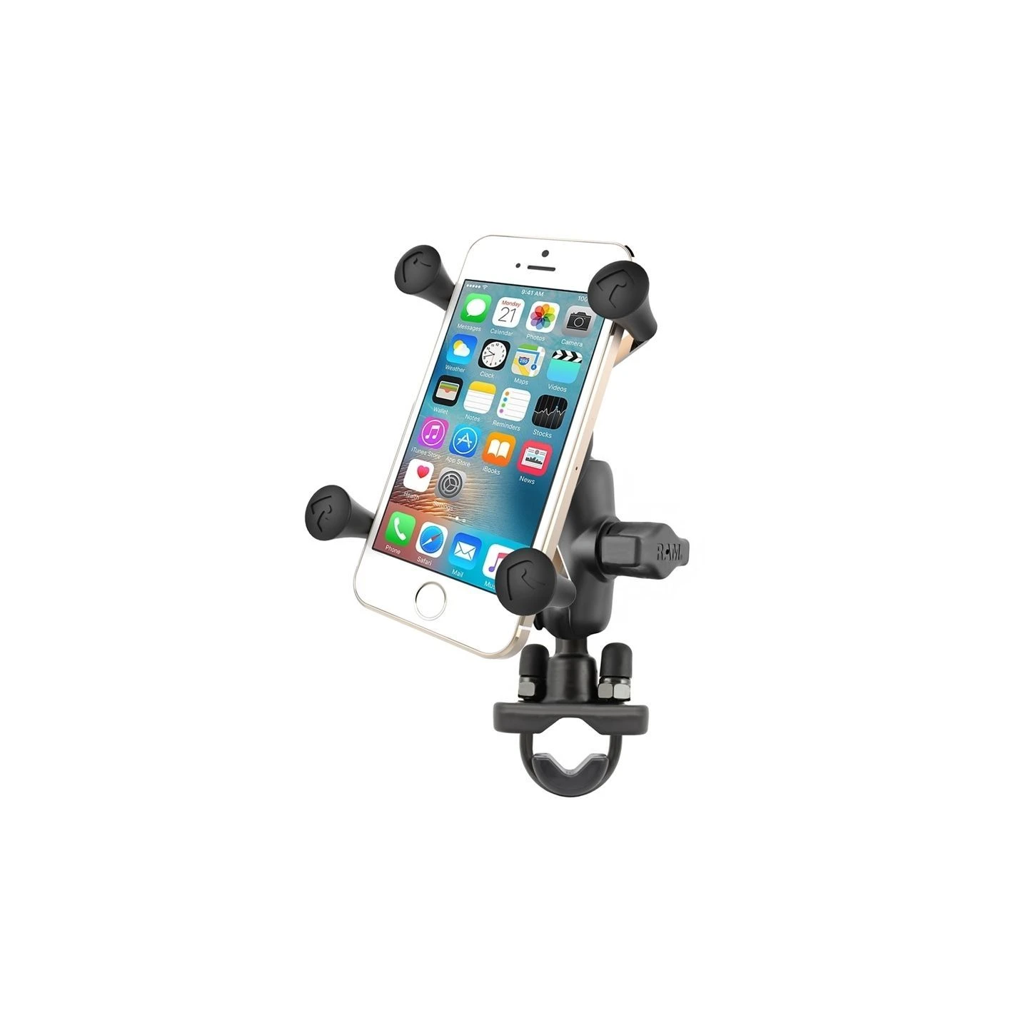 X-Grip handlebar mount for smartphones up to 82.6 mm wide - (1 inch), screw clamp, short connecting arm
