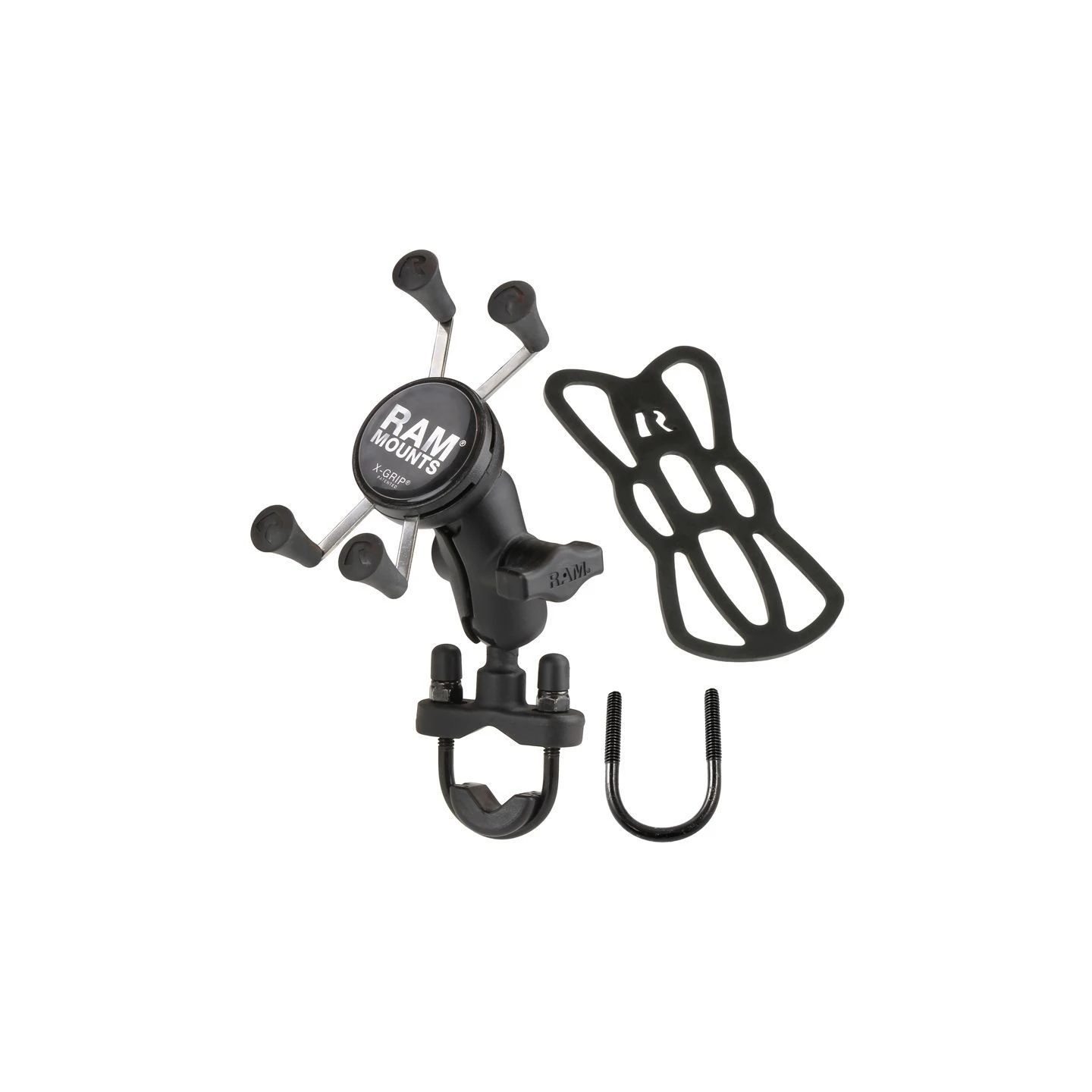 X-Grip handlebar mount for smartphones up to 82.6 mm wide - (1 inch), screw clamp, short connecting arm