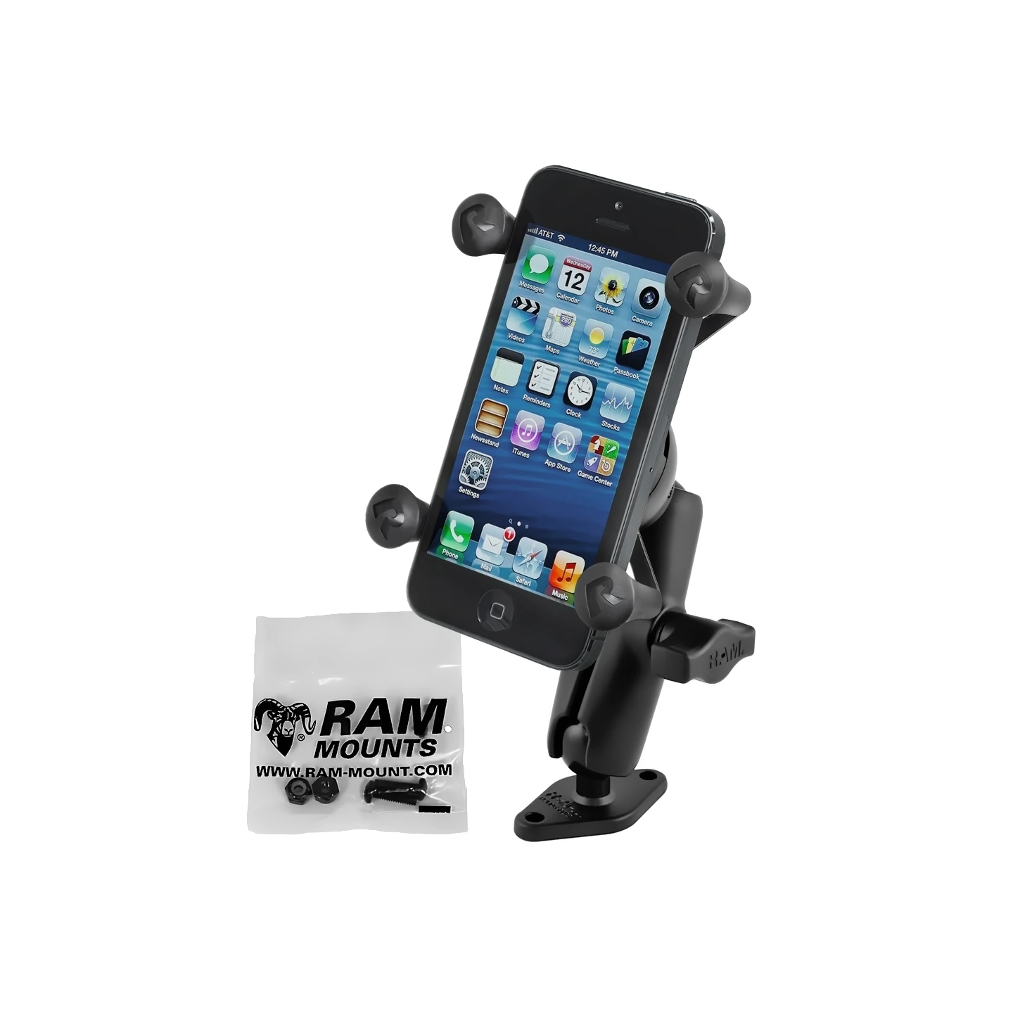 X-Grip surface mount for smartphones up to 82.6 mm wide - (1 inch), Diamond base plate (trapezoid), centre connecting arm
