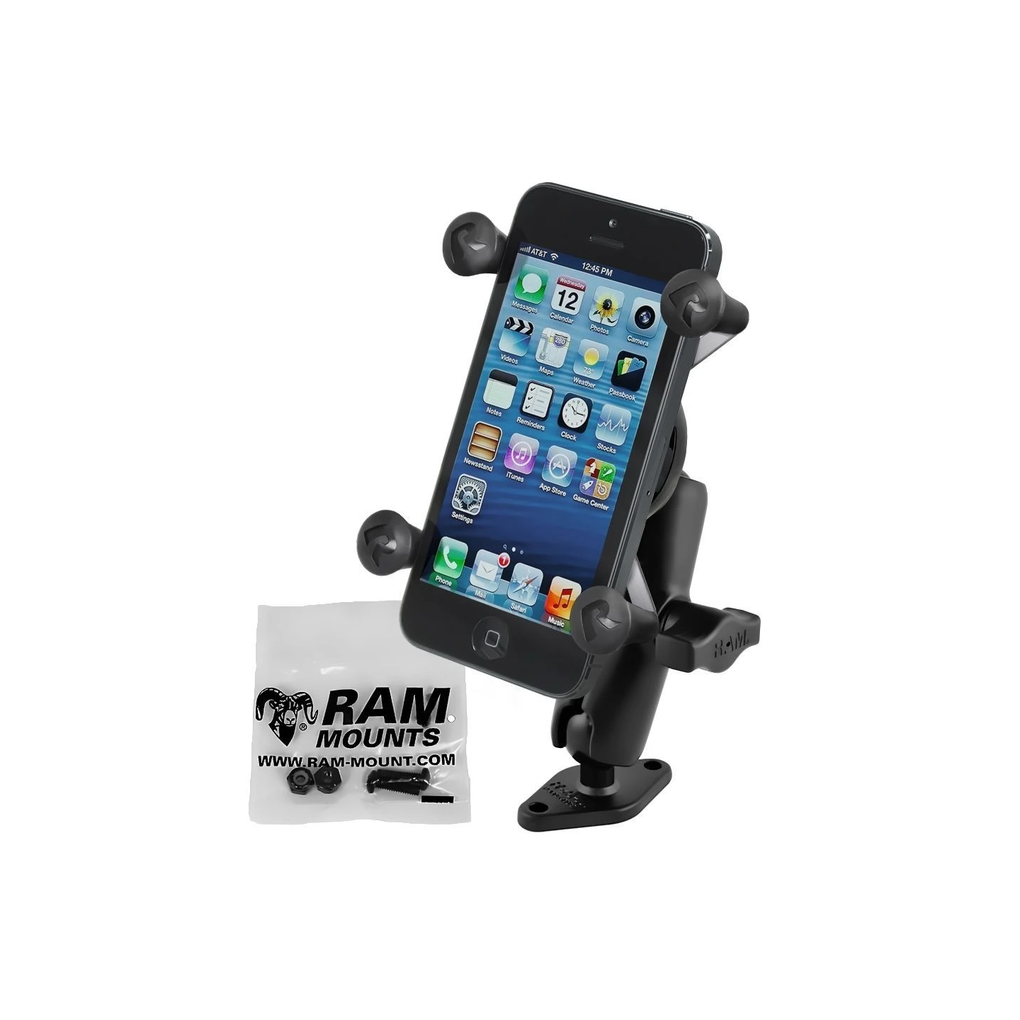 X-Grip surface mount for smartphones up to 82.6 mm wide - (1 inch), Diamond base plate (trapezoid), centre connecting arm