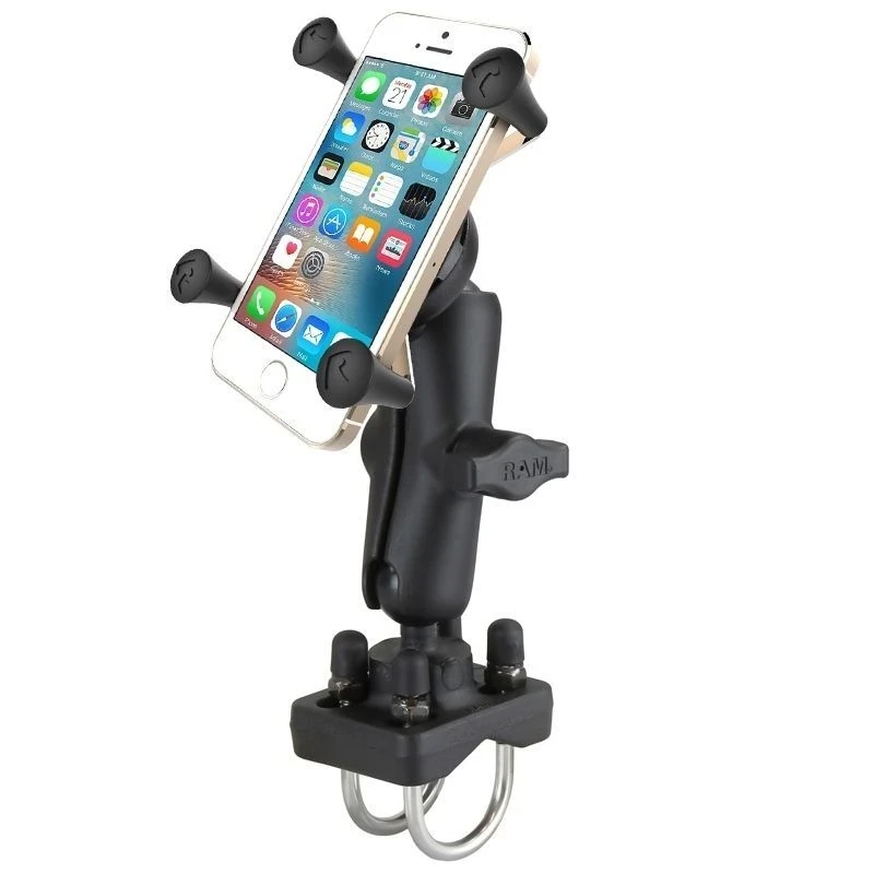 X-Grip Rohr-Halterung für Smartphones bis 82,6 mm Breite -  (1 Zoll), Doppel-Schraubklemme (bis 31,8 mm Durchmesser)
