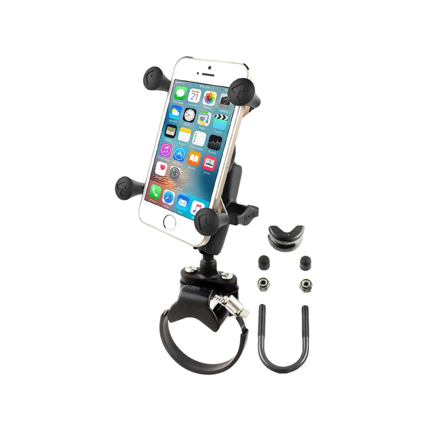 X-Grip tube holder for smartphones up to 82.6 mm wide - (1 inch), screw clamp, centre connecting arm