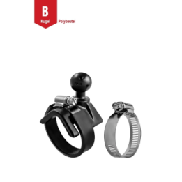 V-base with pipe clamp - (1 inch), for diameters 25.4-53.3 mm