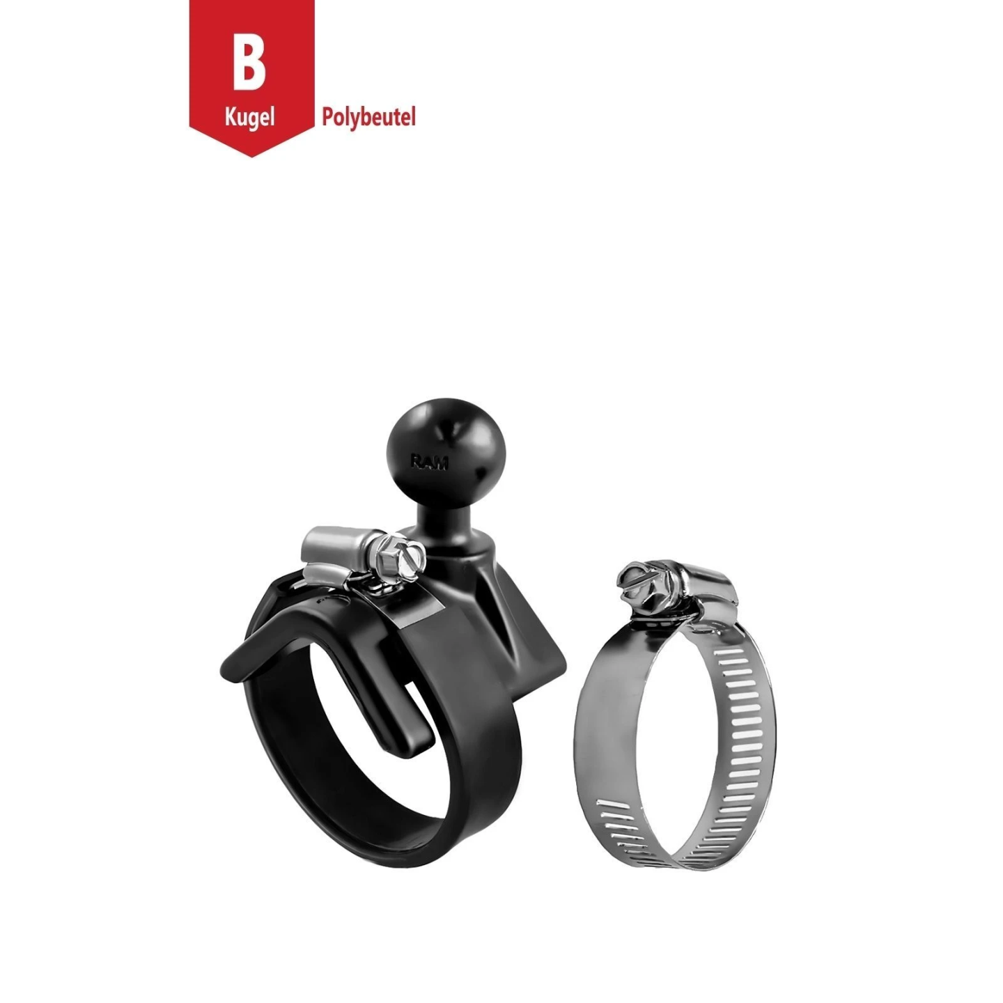 V-base with pipe clamp - (1 inch), for diameters 25.4-53.3 mm