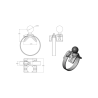 V-base with pipe clamp - (1 inch), for diameters 25.4-53.3 mm
