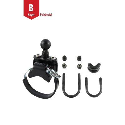 V-Basis mit Rohrschelle -  (1 Zoll), Durchmesser 12,7-31,8 mm (U-Bügel) / 39,9-80,0 mm (Schelle), U-Bügel verzinkt