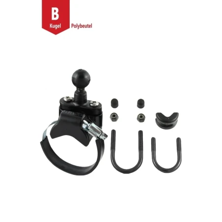 V-Basis mit Rohrschelle -  (1 Zoll), Durchmesser 12,7-31,8 mm (U-Bügel) / 39,9-80,0 mm (Schelle), U-Bügel verzinkt