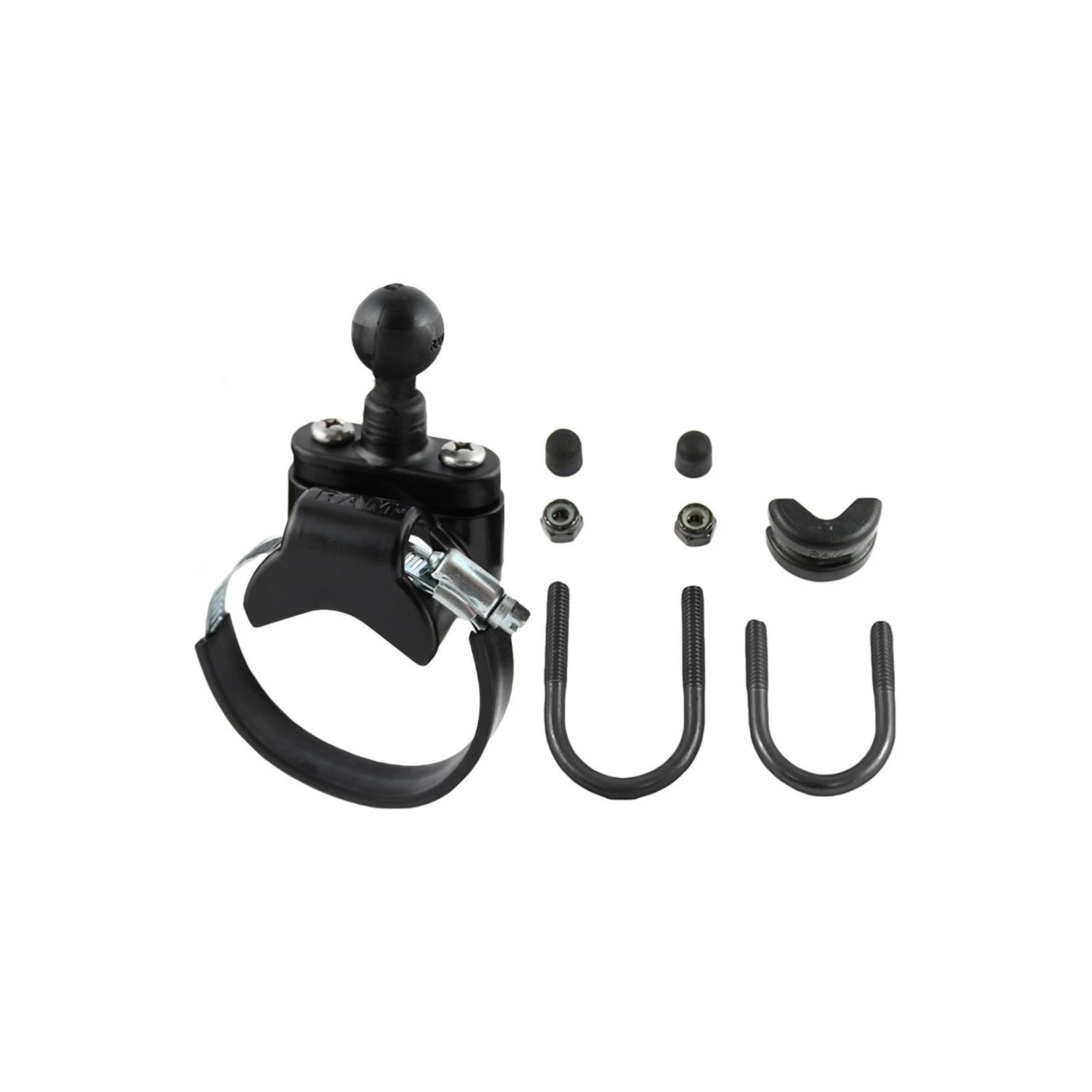 V-base with pipe clamp - (1 inch), diameter 12.7-31.8 mm (U-bracket) / 39.9-80.0 mm (clamp), galvanised U-bracket