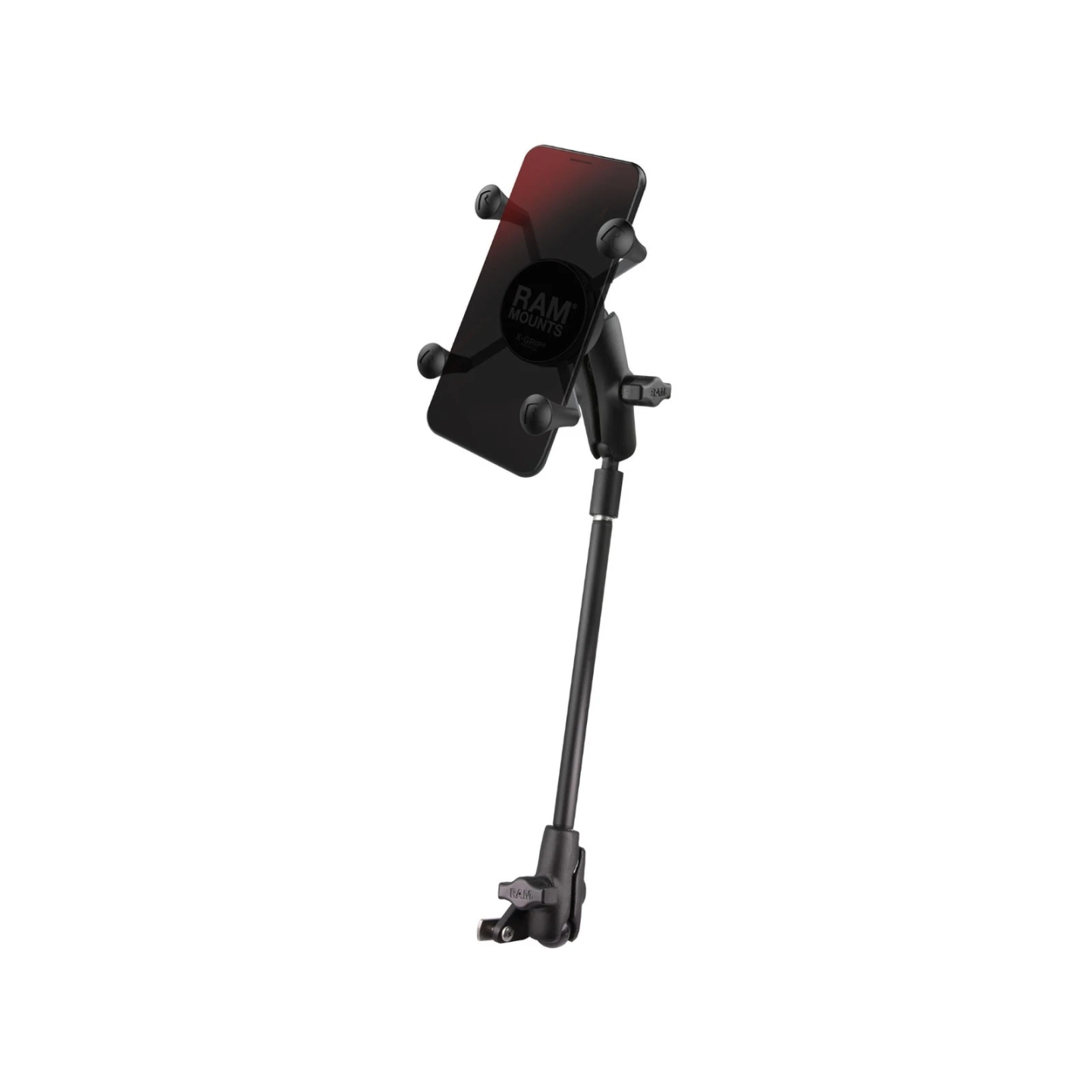 X-Grip smartphone holder (up to 82.6 mm wide) for wheelchairs - (1 inch), Diamond adapter (trapeze) for seat, RAM Pipe