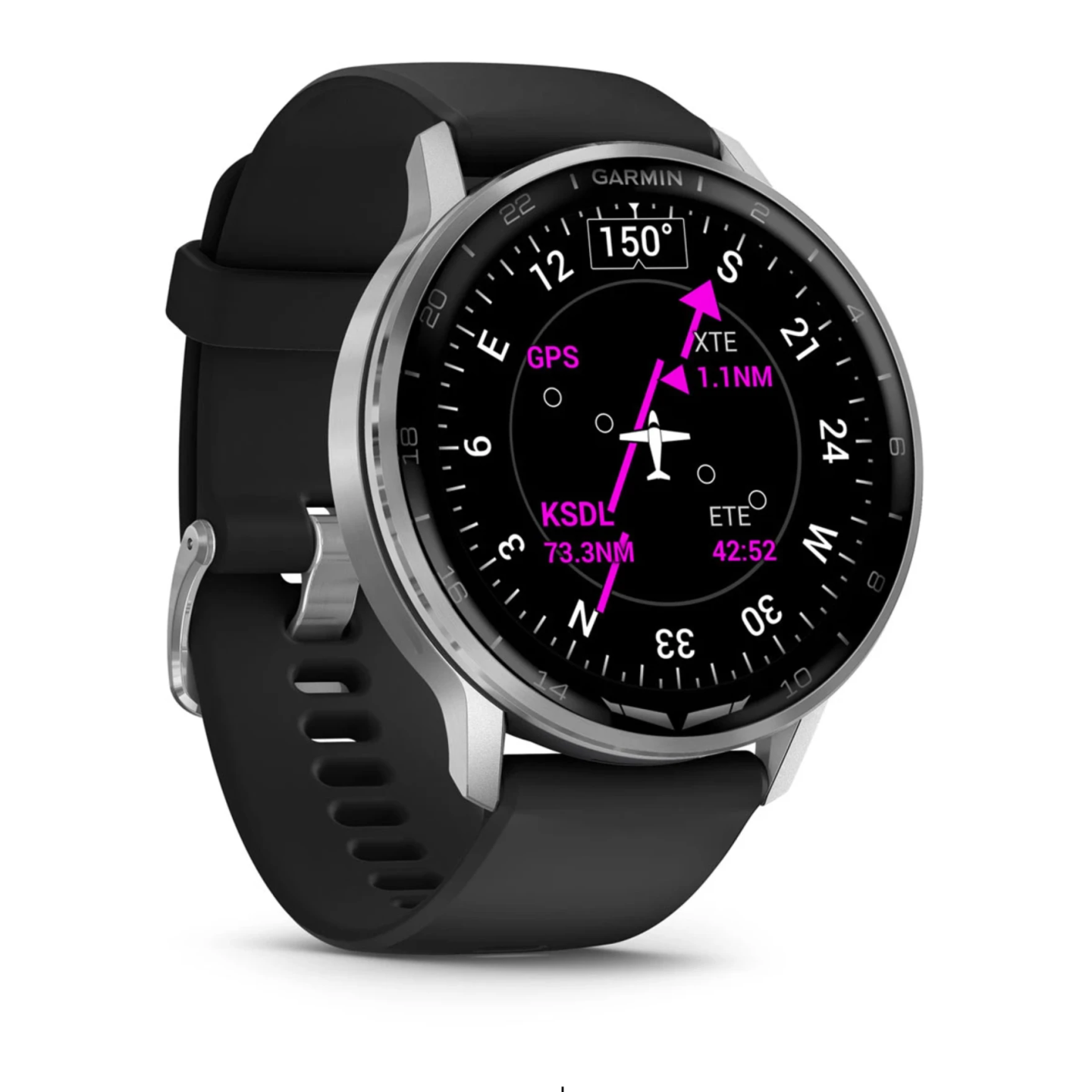 D2™ Air X15 Silver with black silicone strap, silver-colored case