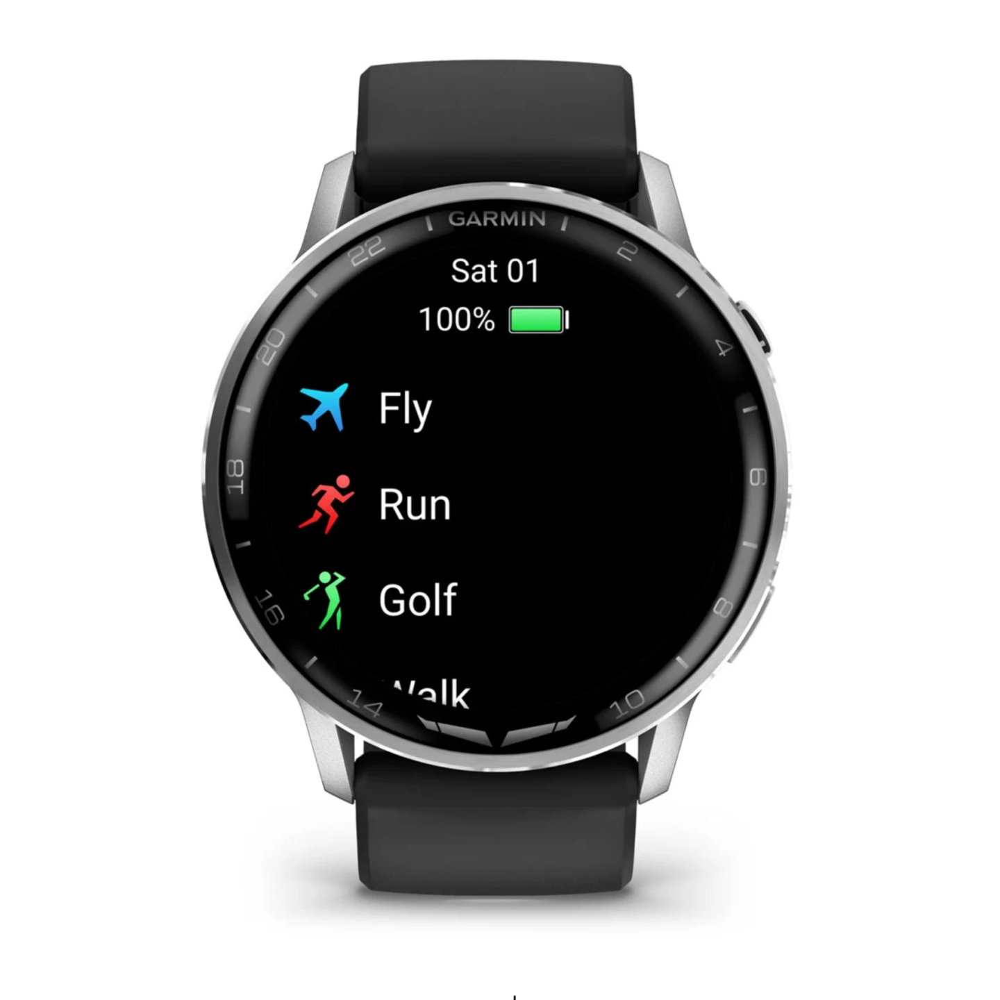 D2™ Air X15 Silver with black silicone strap, silver-colored case