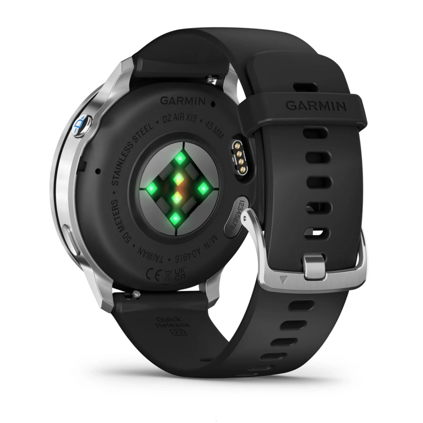 D2™ Air X15 Silver with black silicone strap, silver-colored case