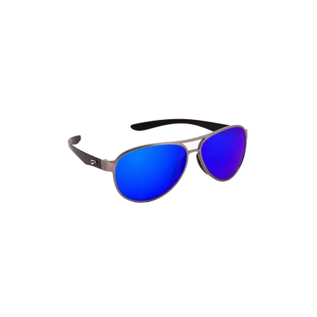 Flying Eyes Sonnenbrille Kestrel Aviator - Rahmen silberfarben mit schwarzen Bügeln, Linsen saphirblau (verspiegelt)