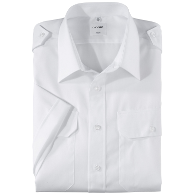 Pilotenhemd weiß - kurzer Arm, comfort fit