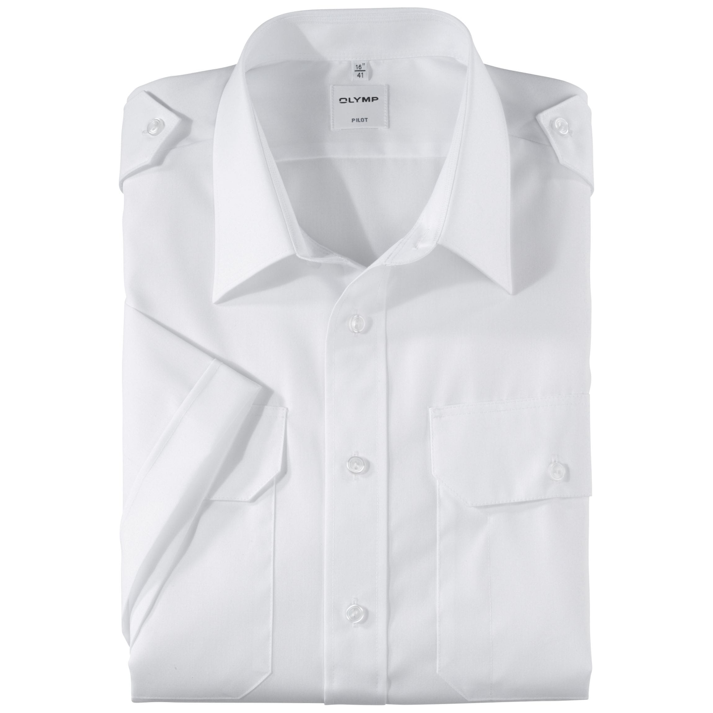 White pilot's shirt – short sleeves, comfort fit