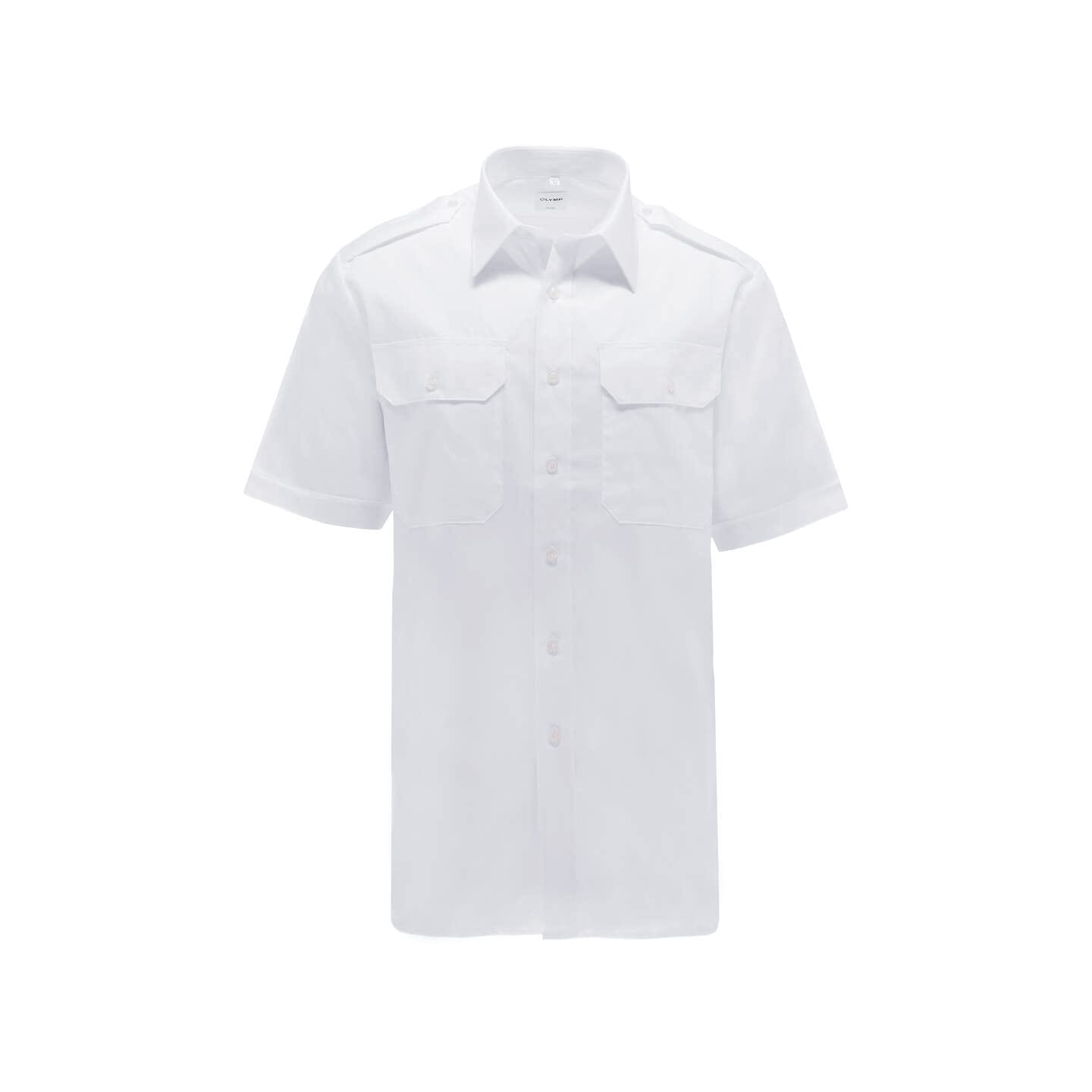 White pilot's shirt – short sleeves, comfort fit
