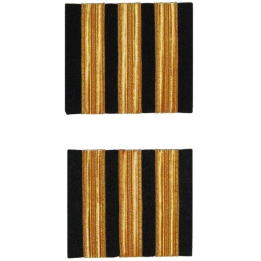 Premium Co-Pilot Rank Insignia - Shoulder Stripes for Pilots, Three Stripes, Gold-Colored