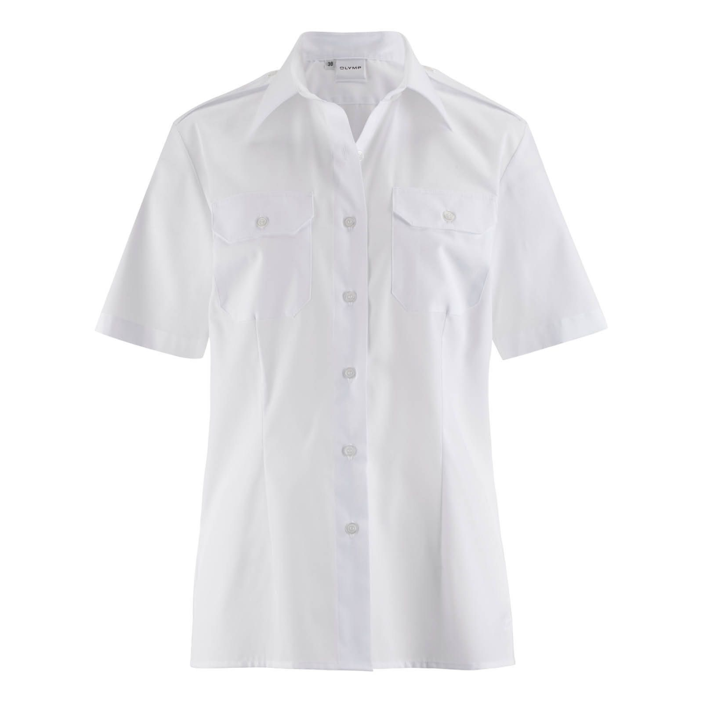 Women's white pilot blouse - short sleeves