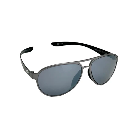 Flying Eyes Sonnenbrille Kestrel Aviator - Rahmen silberfarben mit schwarzen Bügeln, Linsen onyxfarben (verspiegelt)