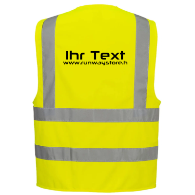 Warnweste gelb, L/XL bedruckt mit Logo