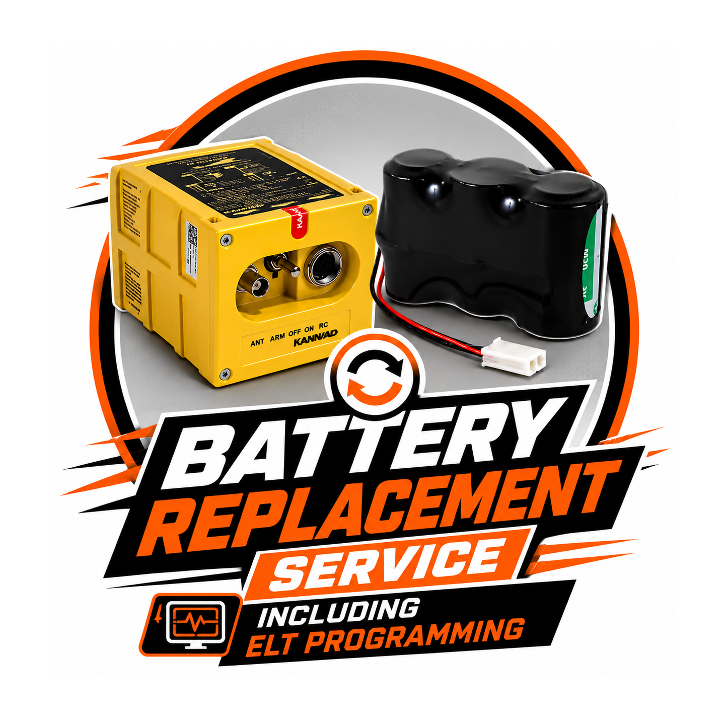 Battery replacement including ELT programming (price excludes battery)